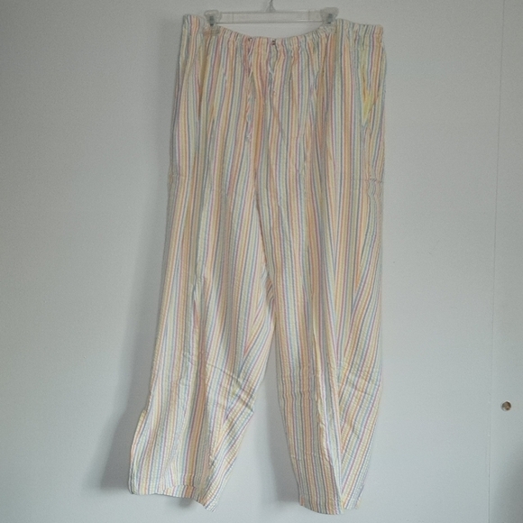 Roman's Colorful Striped Elastic Waist Drawstring Pants Size 26W - Picture 1 of 15